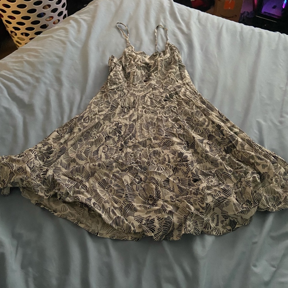 Floral Black and White Women's Dress